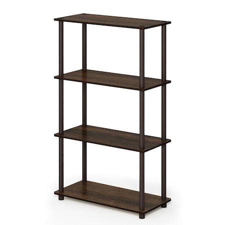 Furinno 99557WN-BR Turn-N-Tube 4-Tier Multipurpose Shelf Display Rack Walnut & Brown 99557WN/BR